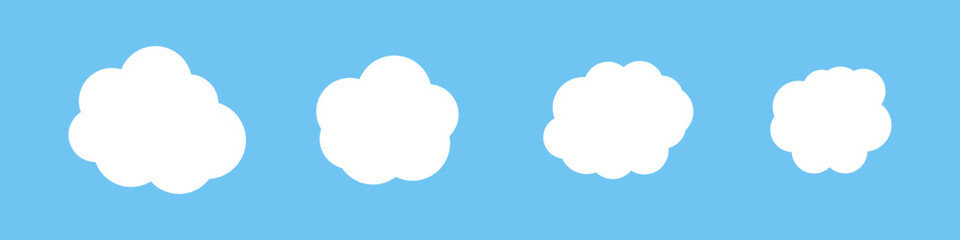 Fluffy decorative cloud icon set. Vector.