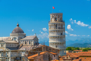 The famous Leaning Tower in Pisa, Italy - obrazy, fototapety, plakaty