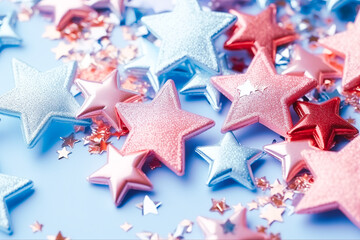 Obraz premium Colorful stars confetti on background. Festive decoration.