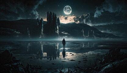 dark mountains and heavy clouds