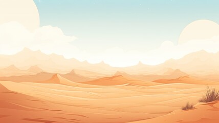 Desert with dune, sand, landscape. Web banner with copy space. Generative AI