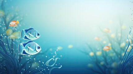 Obraz na płótnie Canvas Fish, underwater. Web banner with copy space. Generative AI
