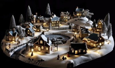 Whimsical fantasy Christmas village with twinkling lights Creating using generative AI tools