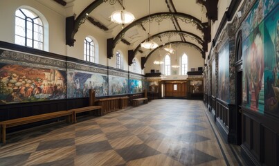 The church hall is adorned with exquisite paintings Creating using generative AI tools