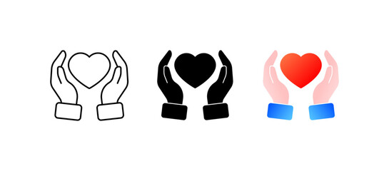 Show kindness. Flat, colored, show kindness, care, show feelings. Vector icons