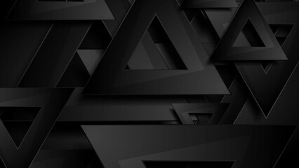 Black triangles abstract tech geometric background