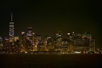 New York city skyline at night. USA