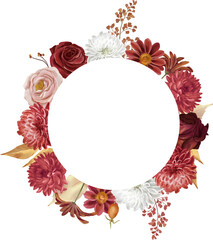 Watercolor autumn composition. Autumn wreath, bouquet, frame for invitations, cards, thanksgiving and other