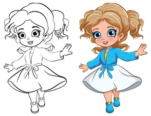 Cute girl dancing isolated