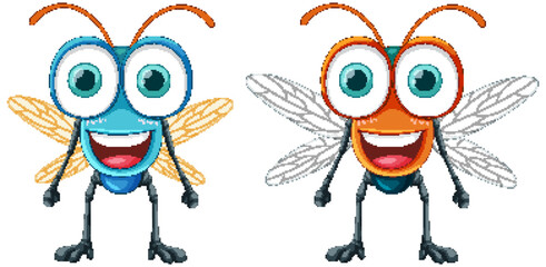 Naklejka premium Happy fly cartoon character