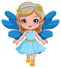 Fairy Girl in Beautiful Dress Vector