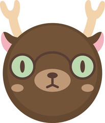 Deer cartoon flat icon. Deer icon simple style.