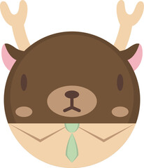 Deer cartoon flat icon. Deer icon simple style.