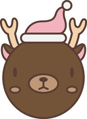 Deer cartoon line filled icon. Deer icon simple style.