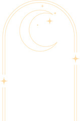 Oriental Linear Window Frame with Crescent Moon and Star 