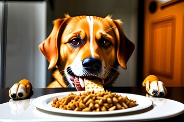 a puppy eating snacks. Generative AI