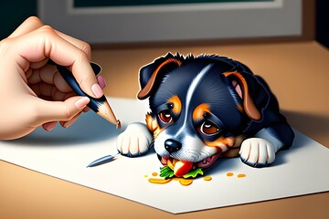 a dog lying down. Generative AI