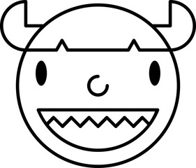 Devil line icon. Face halloween icon simple cartoon style.
