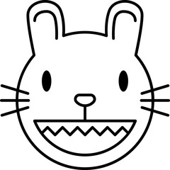 Monster rabbit line icon. Face halloween icon simple cartoon style.