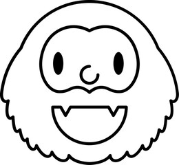 Yeti line icon. Face halloween icon simple cartoon style.