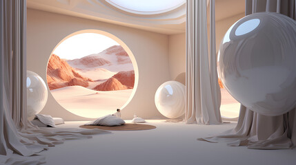 futuristic minimalist saga room landscapes