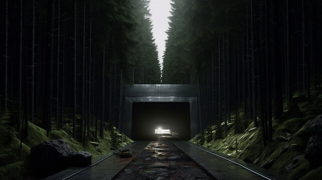 tunnel in the forest HD 8K wallpaper Stock Photographic Image