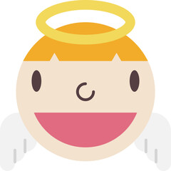 Angel flat icon. Face halloween icon simple cartoon style.