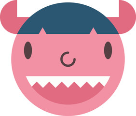 Devil flat icon. Face halloween icon simple cartoon style.