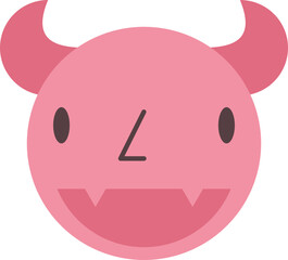 Devil flat icon. Face halloween icon simple cartoon style.