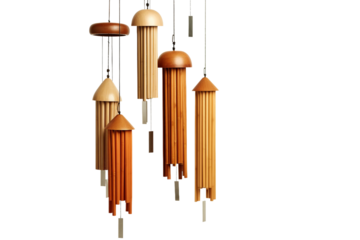 Bamboo wind chimes. isolated object, transparent background