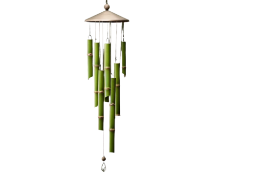 Bamboo wind chimes. transparent background