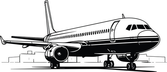 Airplane Jet Logo Monochrome Design Style