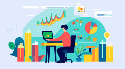 Conceptual vector illustration of business analysis operations.