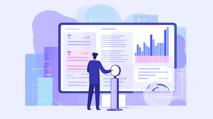 Conceptual vector illustration of business analysis operations.