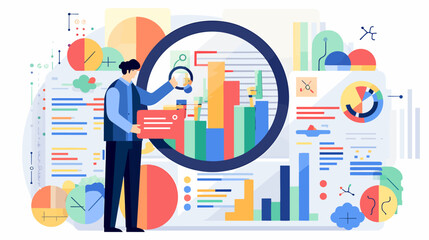 Conceptual vector illustration of business analysis operations.
