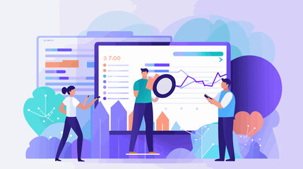 Conceptual vector illustration of business analysis operations.