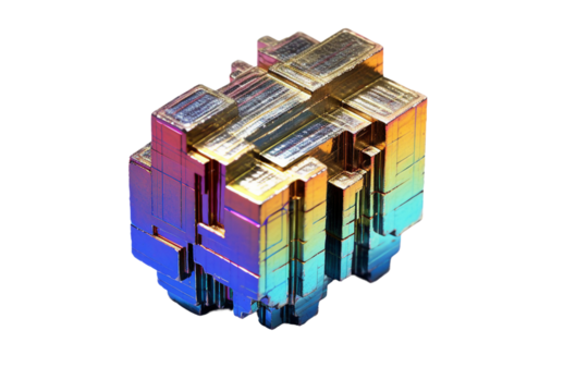 Bismuth crystal . isolated object, transparent background - Powered by Adobe