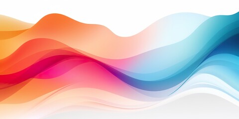 Colorful abstract wave lines flowing horizontally on a white background, ideal for technology, music, science and the digital world. AI Generative