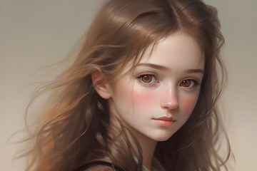 Fototapeta premium a beautiful brown-haired girl