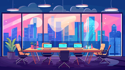 Conceptual vector illustration of a meeting scene at a company.