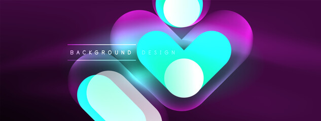 Neon circle abstract background. Template for wallpaper, banner, presentation, background