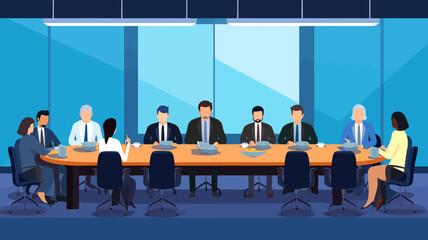Obraz premium Conceptual vector illustration of a meeting scene at a company.