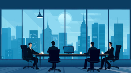 Conceptual vector illustration of a meeting scene at a company.