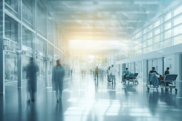 Fototapeta na wymiar Blurred Hospital Emergency Room, Abstract Medical Background. AI Generative
