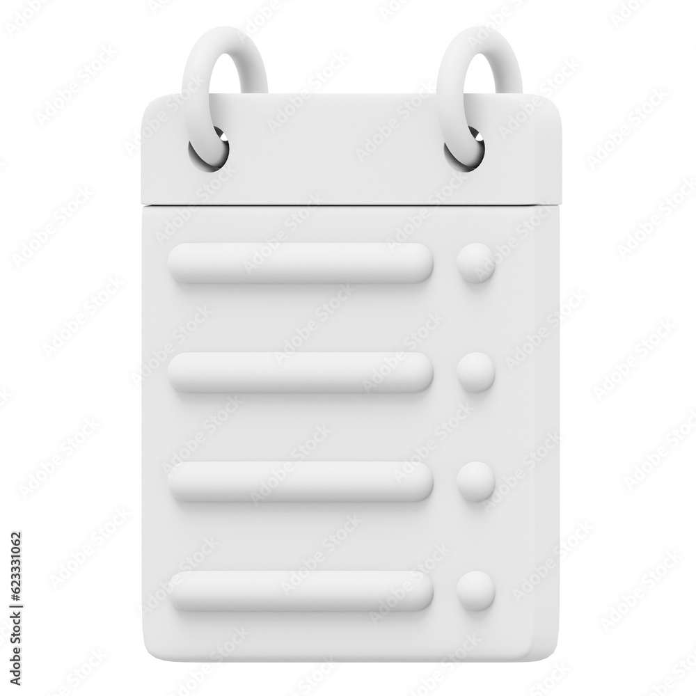 Poster white flip calendar assignment. 3d rendering. png icon on transparent background.