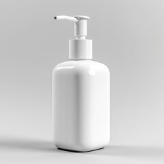 Cosmetic rounded all white soap bottle mockup on white table. AI Generative