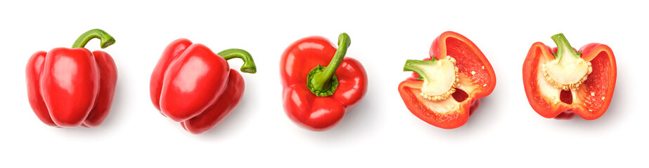 Collection of peppers isolated on white background