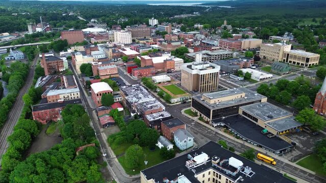 Jamestown, New York, aerial drone.  Birthplace of Lucille Ball and home of the National Comedy Museum.  aerial drone