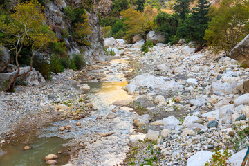 View of a mountain river in Kesme Bogaz canyon, Antalya province in Turkey