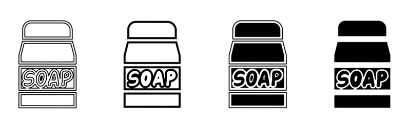 Black and white illustration of a soap. Soap icon collection with line. Stock vector illustration.